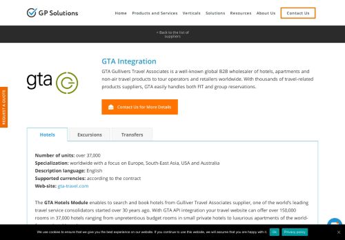 
                            4. GTA Hotels, Excursions and Transfers XML API Integration