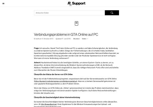 
                            3. GTA Online: Verbindungsprobleme - Rockstar Games Customer Support