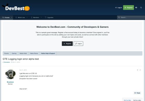 
                            7. GTE Logging login error alpha test | DevBest.com - ...