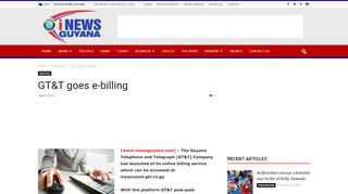 
                            8. GT&T goes e-billing | INews Guyana