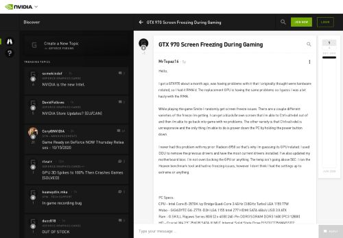 
                            11. GTX 970 Screen Freezing During Gaming - GeForce Forums