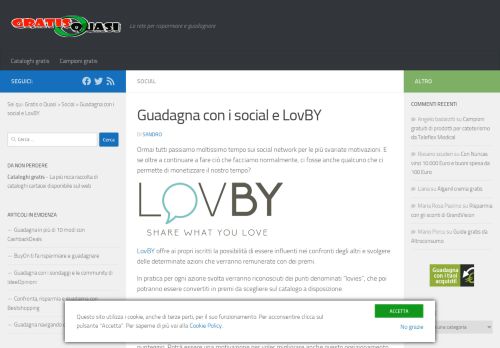 
                            10. Guadagna con i social e LovBY | Gratis o Quasi