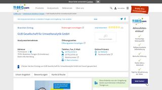 
                            11. ▷ GUB Gesellschaft für Umweltanalytik GmbH | Tel. (07751) 8743... -