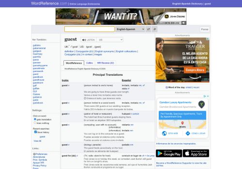 
                            2. guest - English-Spanish Dictionary - WordReference.com