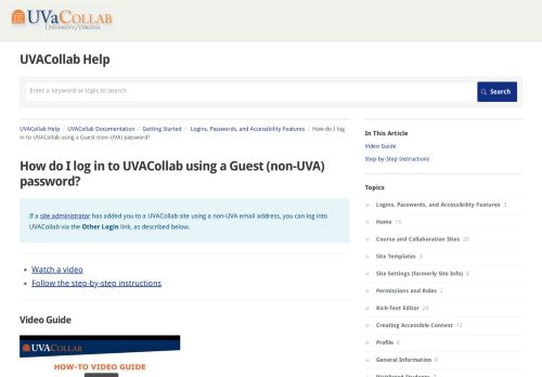 
                            11. Guest (Non-UVA) Passwords | Getting Started | UVACollab Help