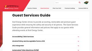 
                            9. Guest Services Guide | Xcel Energy Center