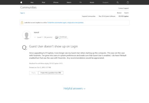 
                            13. Guest User doesn't show up on Login - Apple Community