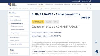 
                            8. GUIA FILIAWEB - Cadastramentos — Tribunal Regional Eleitoral do ...