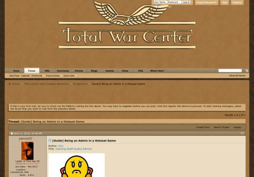 
                            1. [Guide] Being an Admin in a Hotseat Game - Total War Center