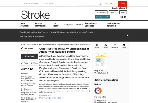 
                            6. Guidelines for the Early Management of Adults With Ischemic Stroke ...