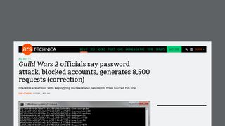 
                            10. Guild Wars 2 officials say password attack, blocked accounts ...