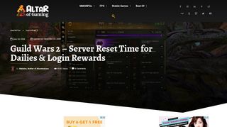 
                            6. Guild Wars 2 - Server Reset Time for Dailies & Login Rewards | Altar ...