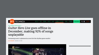 
                            7. Guitar Hero Live goes offline in December, making 92% of songs ...