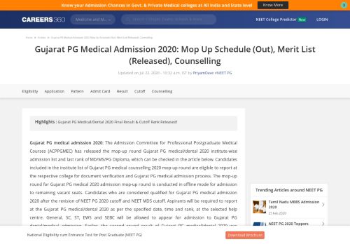 
                            8. Gujarat PG Medical Admission 2019 - Dates, Application, Eligibility