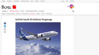 
                            10. Gulf Air kauft 29 A320neo-Flugzeuge | Wirtschaft | Bote der Urschweiz