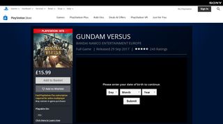 
                            7. GUNDAM VERSUS on PS4 | Official PlayStation™Store UK