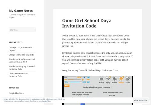 
                            8. Guns Girl School Dayz Invitation Code – My Game Notes