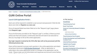 
                            9. GURI Online Portal | Texas Economic Development | Office of the ...