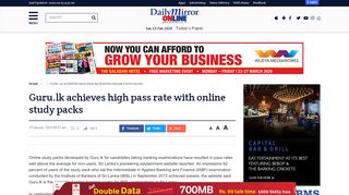 
                            10. Guru.lk achieves high pass rate with online study packs - Daily Mirror ...