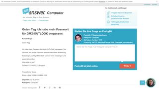 
                            5. Guten Tag Ich habe mein Passwort für GMX-OUTLOOK vergessen ...