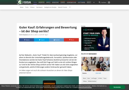 
                            8. Guter Kauf: Erfahrungen und Bewertung – ist der Shop seriös? – GIGA