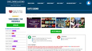 
                            9. Guts Casino | 500€ BONUS + 140 UMSATZFREIE FREISPIELE