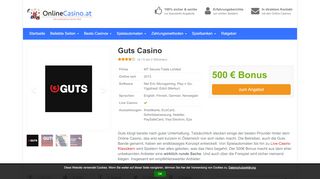 
                            6. Guts Casino & Erfahrungen 2019: HIER 50 Freispiele + 500€ Bonus!