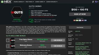 
                            10. Guts Casino Review 2019 » Play Online & Get $100 + 100 FREE Spins