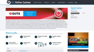 
                            8. Guts Casino - Top 2019 NZ Choice - Offering 200 No Wager Free Spins