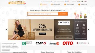 
                            2. Gutscheine und Rabatte für Onlineshops auf Gutscheine.de