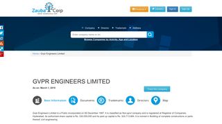 
                            12. GVPR ENGINEERS LIMITED - Company, directors and contact details ...