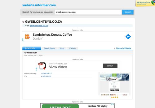 
                            6. gweb.centsys.co.za at WI. G-WEB LOGIN - Website Informer