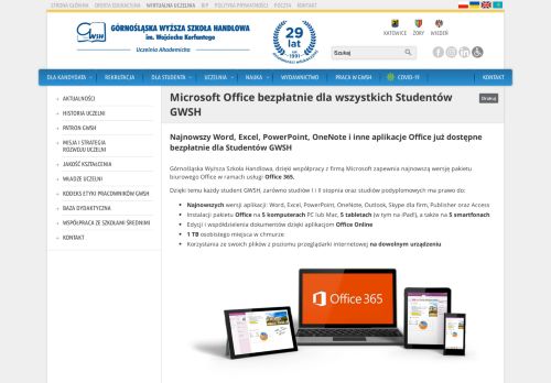 
                            6. GWSH.PL - Microsoft Office bezpłatnie dla wszystkich Studentów ...