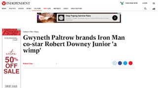 
                            7. Gwyneth Paltrow brands Iron Man co-star Robert Downey Junior 'a ...