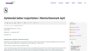 
                            12. Gyldendal køber majoriteten i MentorDanmark ApS Copenhagen ...