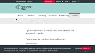 
                            11. Gymnasiasten und Schüler/-innen der Passerelle ... - Universität Basel
