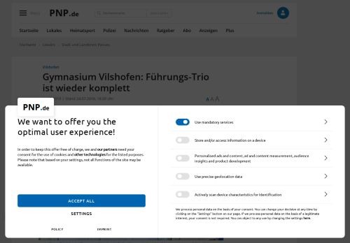 
                            10. Gymnasium Vilshofen: Führungs-Trio ist wieder komplett - Pnp