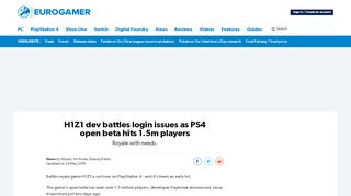 
                            10. H1Z1 dev battles login issues as PS4 open beta hits 1.5m players ...