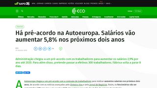 
                            8. Há pré-acordo na Autoeuropa. Salários vão aumentar 5,8% nos ...