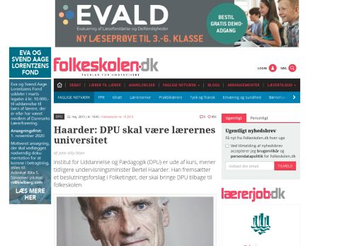 
                            12. Haarder: DPU skal være lærernes universitet - Folkeskolen.dk