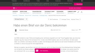 
                            12. Habe einen Brief von der Denic bekommen - Telekom hilft Community