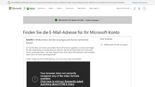 
                            5. Haben Sie die E-Mail-Adresse vergessen, die Sie für ... - Xbox Support