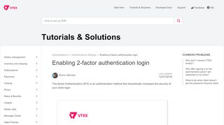 
                            10. Habilitar login por autenticação de 2 fatores - VTEX Help Center