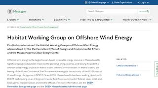 
                            9. Habitat Working Group on Offshore Wind Energy | Mass.gov