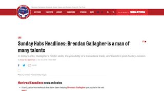 
                            8. Habs Headlines: Brendan Gallagher is a man of many talents - Eyes ...