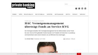 
                            7. HAC Vermögensmanagement überträgt Fonds an Service-KVG