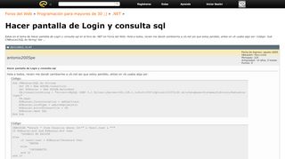 
                            1. Hacer pantalla de Login y consulta sql - Foros del Web