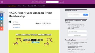 
                            11. HACK-Free 1 year Amazon Prime Membership | - Be My Aficionado
