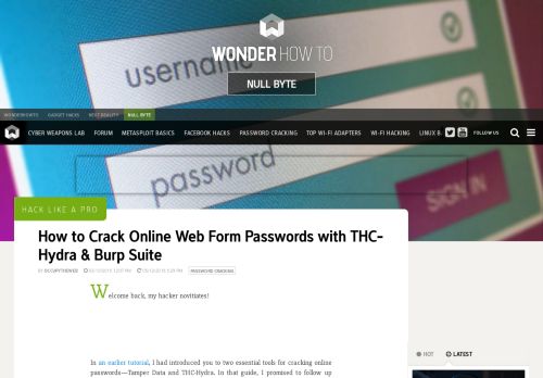 
                            4. Hack Like a Pro: How to Crack Online Web Form Passwords with THC ...