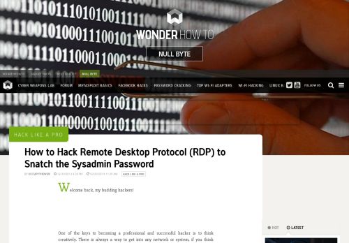 
                            1. Hack Like a Pro: How to Hack Remote Desktop Protocol (RDP) to ...